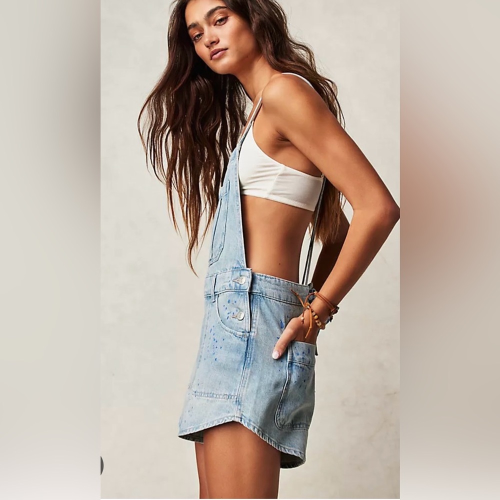 Free People Canyonland Denim Jean Shortalls